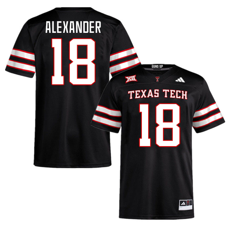 #18 Roy Alexander Texas Tech Red Raiders Jerseys College Football Uniforms Stitched-Black #18 Roy Alexander Texas Tech Red Raiders Jerseys College Football Uniforms Stitched-Black